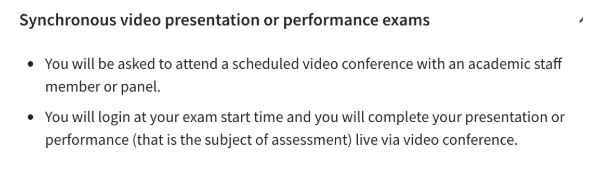 同步視頻演示或表現(xiàn)考試