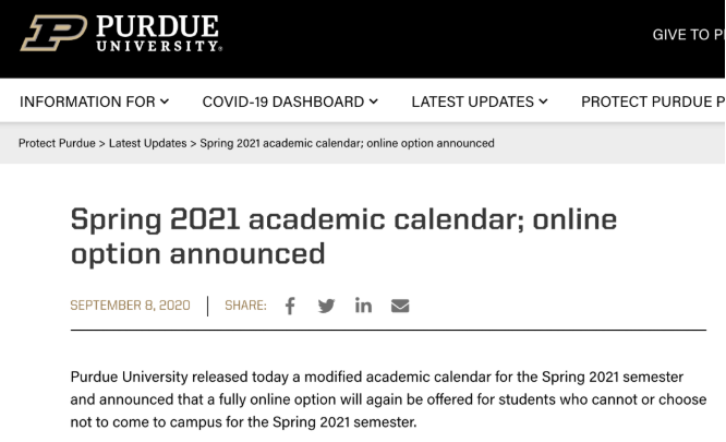 普渡大學 官網(wǎng)通知